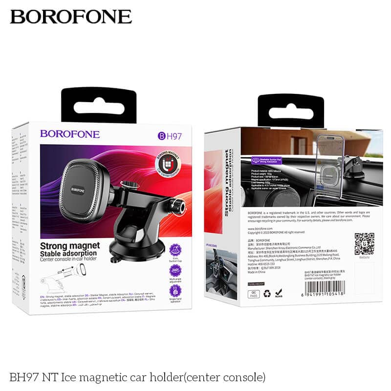 Borofone BH97 Strong Magnetic With Suction Windshield /Dashboard Car Mount Mobile Phone Holder For iPhone /Samsung/Oppo/Nokia/Moto/Google