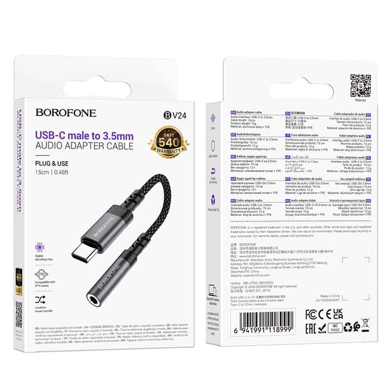 Borofone BV24 USB Type C Male to 3.5mm Digital Audio Converter Cable Adapter
