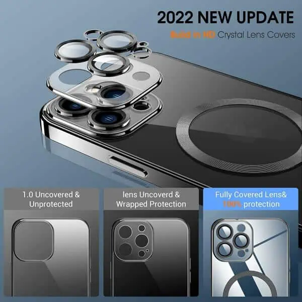 For Apple iPhone 12/13/14 Pro Max Plus Air MagSafe Magnetic Case with HaloLock Shockproof Protective Electroplating Clear Cover