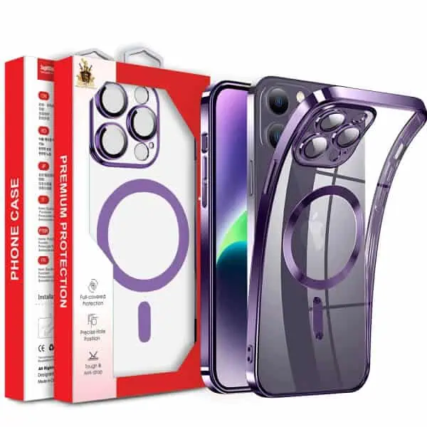 For Apple iPhone 15/16/17 Pro Max Plus Air MagSafe Magnetic Case with HaloLock Shockproof Protective Electroplating Clear Cover