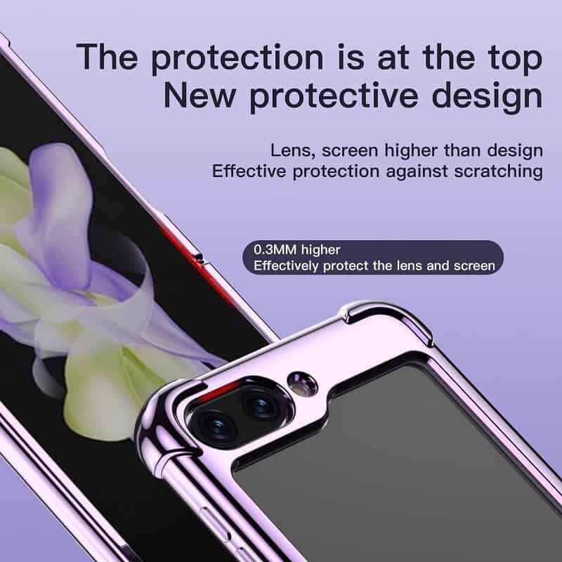 For Samsung Galaxy Z Flip 5 Case Electroplated Transparent Back Folding Shockproof Hard Gel Cover