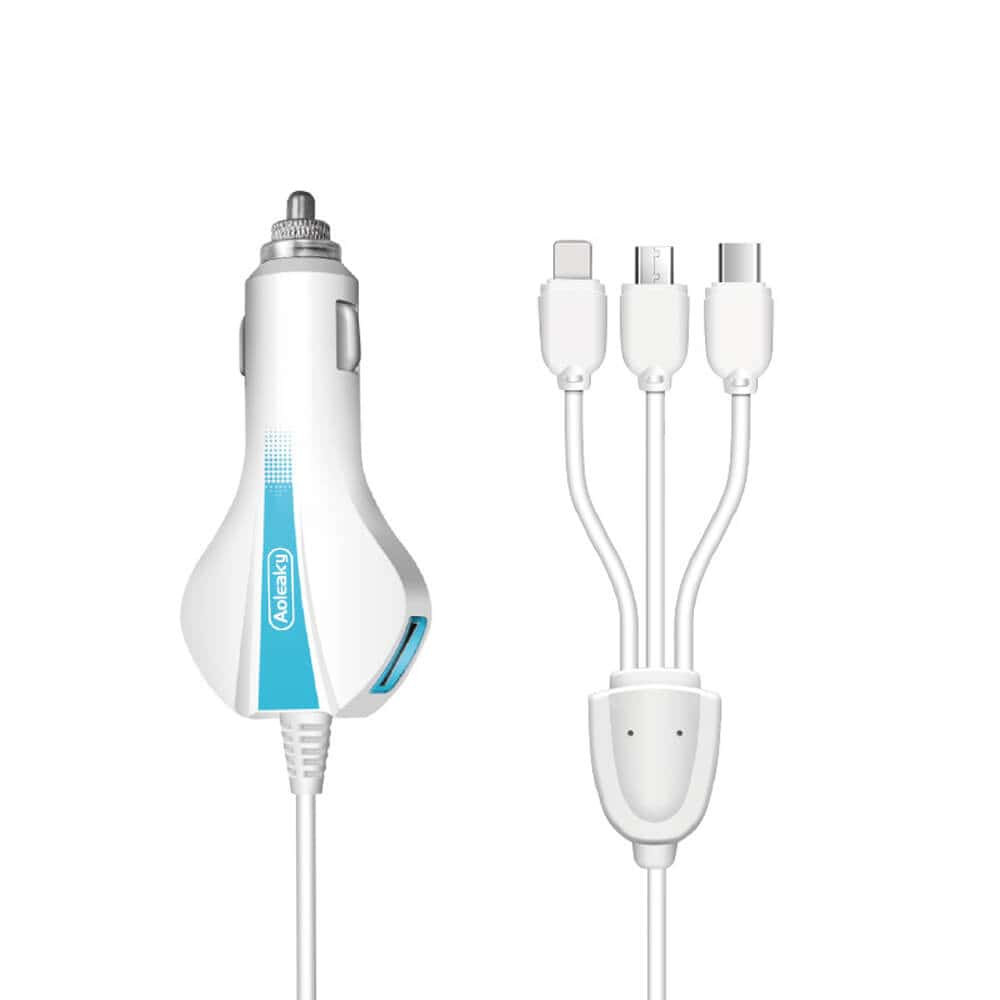 Aoliko 5012 Car Car Phone Charger QC3.0 Dual USB Fast Charge One Drag Three Universal Car Charger