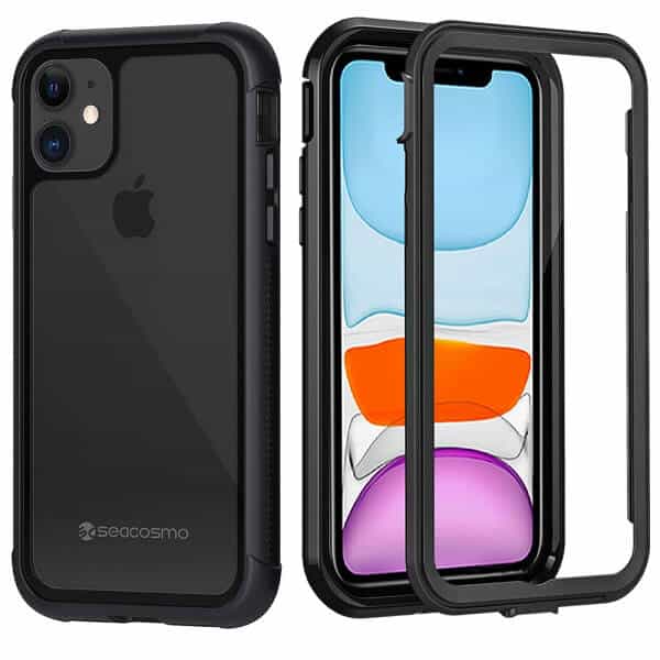 Apple iPhone 11 Military Grade Full Body Shockproof Clear Heavy Duty Case Bumper Drop Protection Tough Cover (Black)