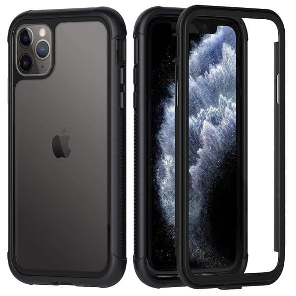 Apple iPhone 11 Pro Military Grade Full Body Shockproof Clear Heavy Duty Case Bumper Drop Protection Tough Cover (Black)
