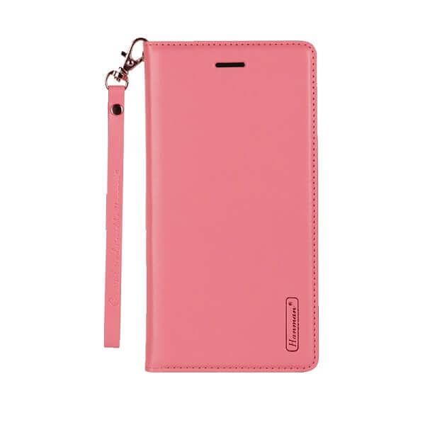 Apple iPhone 13 Mini Hanman Leather Wallet Case Flip Card Holder Slots Magnetic Shockproof Cover (Light Pink)