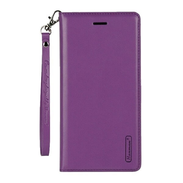 Apple iPhone 13 Mini Hanman Leather Wallet Case Flip Card Holder Slots Magnetic Shockproof Cover (Purple)