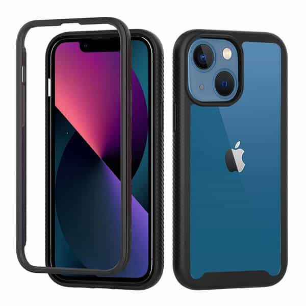 Apple iPhone 13 Mini Military Grade Full Body Shockproof Clear Heavy Duty Case Bumper Drop Protection Tough Cover (Black)