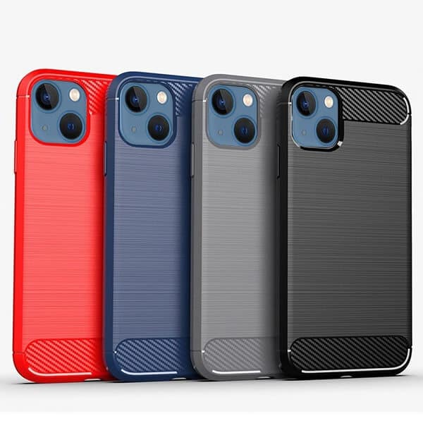 Apple iPhone 13 Shockproof Case Carbon Fiber Heavy Duty Cover - Black