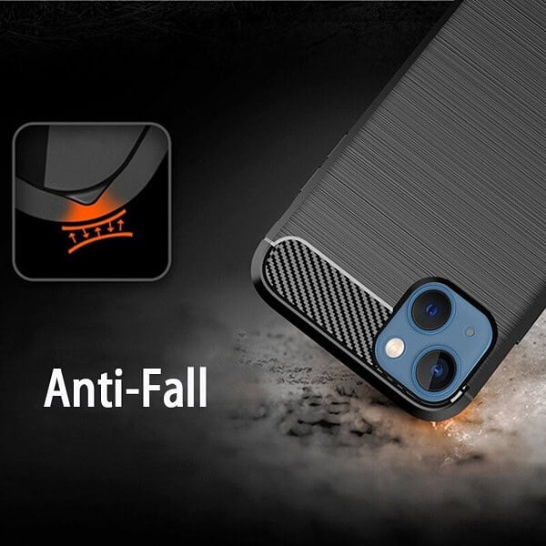 Apple iPhone 13 Shockproof Case Carbon Fiber Heavy Duty Cover - Black