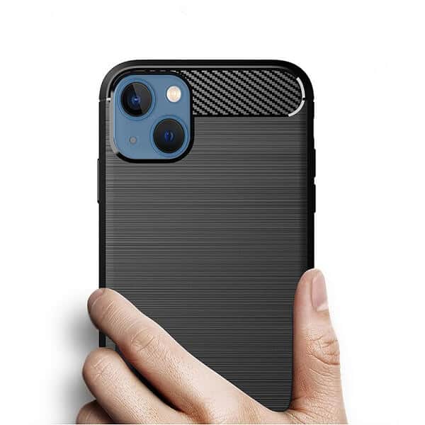 Apple iPhone 13 Shockproof Case Carbon Fiber Heavy Duty Cover - Black