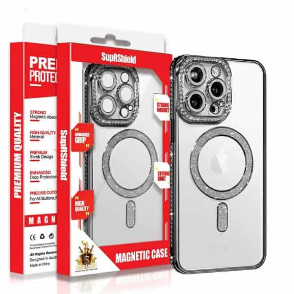 Apple iPhone MagSafe Magnetic Diamond Rhinestone Glitter Crystal Bling Camera Lens Protector Cover