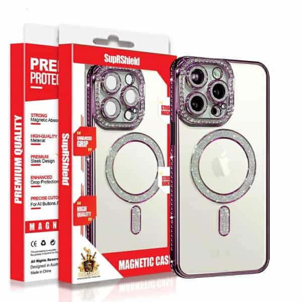 Apple iPhone MagSafe Magnetic Diamond Rhinestone Glitter Crystal Bling Camera Lens Protector Cover