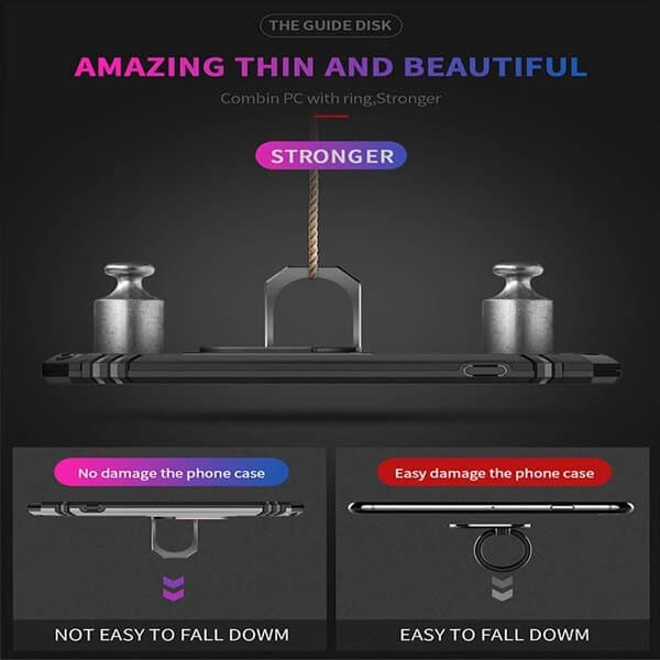 Apple iPhone 14 Magnetic Ring Rugged Shockproof Case Heavy Duty Protective Back Cover (Black)