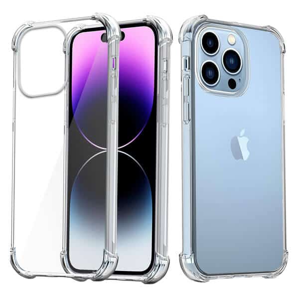 For Apple iPhone Clear Case Shockproof Tough Gel Transparent Air Cushion Heavy Duty Phone Back Cover (Crystal Clear)