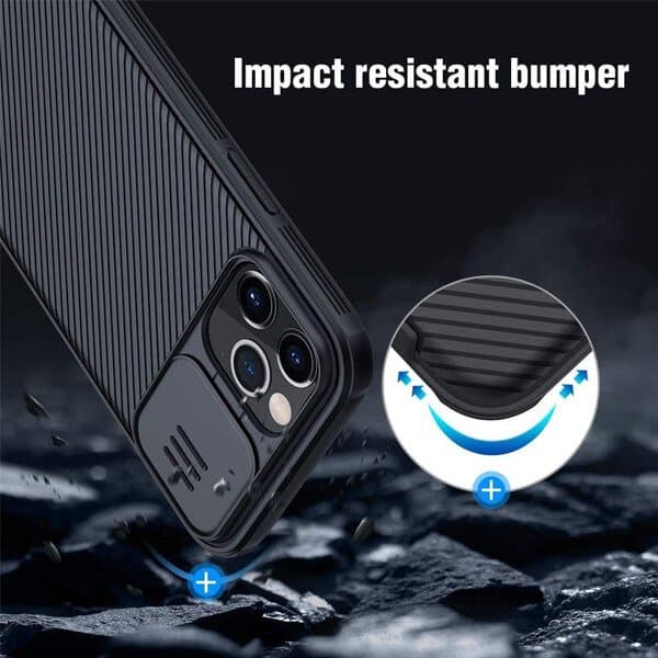 Apple iPhone 14 Pro Max Nillkin Case, CamShield Series Shockproof Heavy Duty Protective Case With Slide Camera Cover (Black)