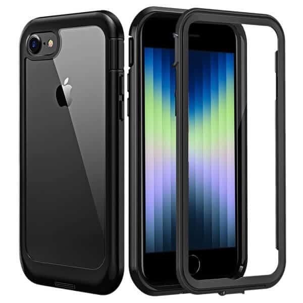 Apple iPhone SE 2020 /SE 2022 Military Grade Shockproof Clear Heavy Duty Case Bumper Drop Protection Tough Cover (Black)