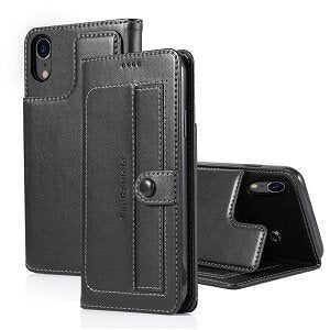 Apple iPhone XR SupRShield Wallet Leather Flip Magnetic Case Cover (Black)