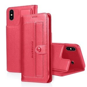 Apple iPhone XR Wallet Flip Case SupRShield Leather Flip Stand Cover (Hot Pink)