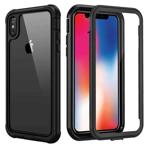 Apple iPhone XXS Military Grade Full Body Shockproof Clear Heavy Duty Case Bumper Drop Protection Tough Cover (Black)