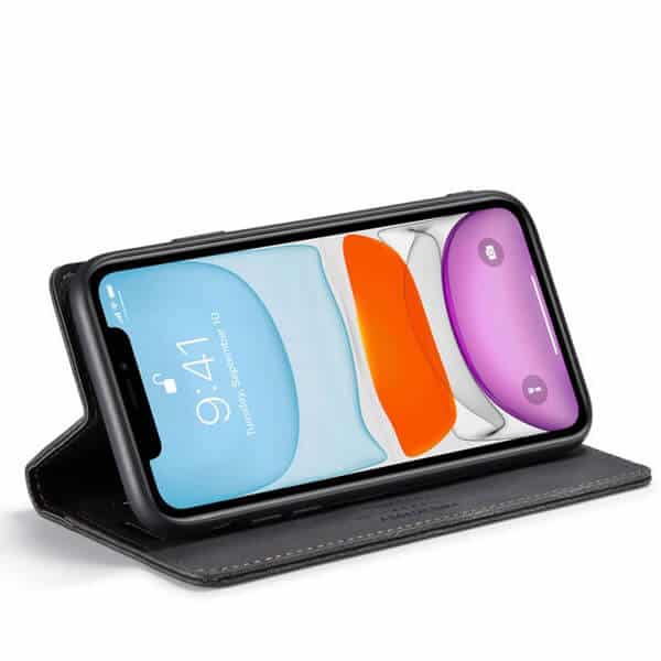 AutSpace For Apple iPhone 11 Case RFID Blocking Retro Flip Premium Leather Card Holder Wallet Cover