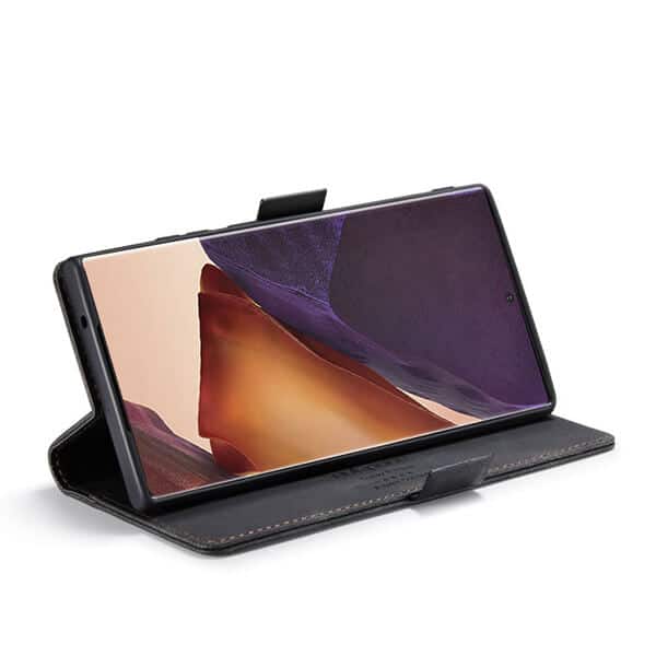 AutSpace For Samsung Galaxy Note 20 Ultra Case RFID Blocking Retro Flip Premium Leather Card Holder Wallet Cover - Black