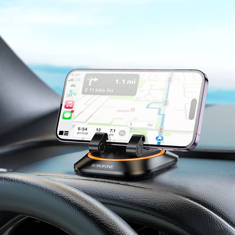 BOROFONE BH116 360 Degree Rotating Stable & Not Falling Car Mobile Phone /Tablet /iPad Holder For Dashboard (Black)