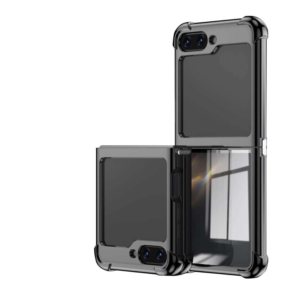 For Samsung Galaxy Z Flip 5 Case Electroplated Transparent Back Folding Shockproof Hard Cover