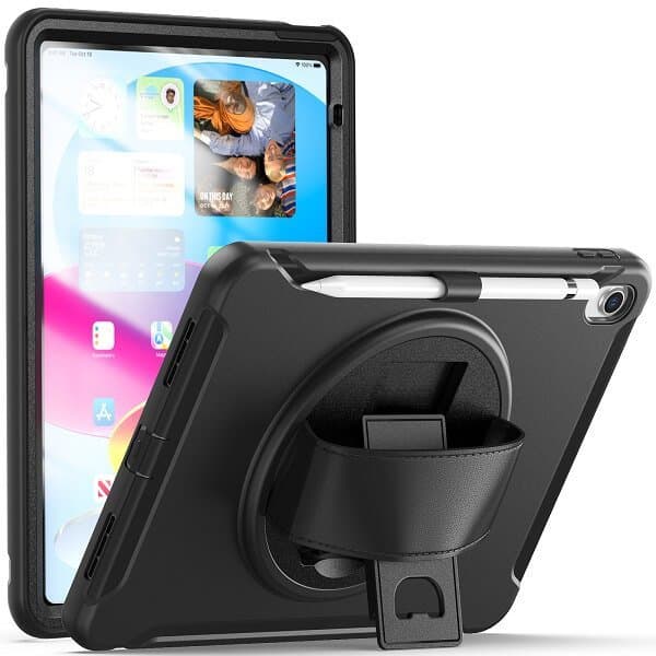 For Apple iPad Military Grade Rotating Case TPU Shockproof Multi-Layer Protective Kickstand Cover