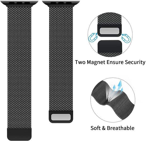 For Apple Watch iWatch Series SE 6 5 4 3 Band Stainless Steel Replacement Strap Wristband 38mm 40mm 42mm 44mm (Black)