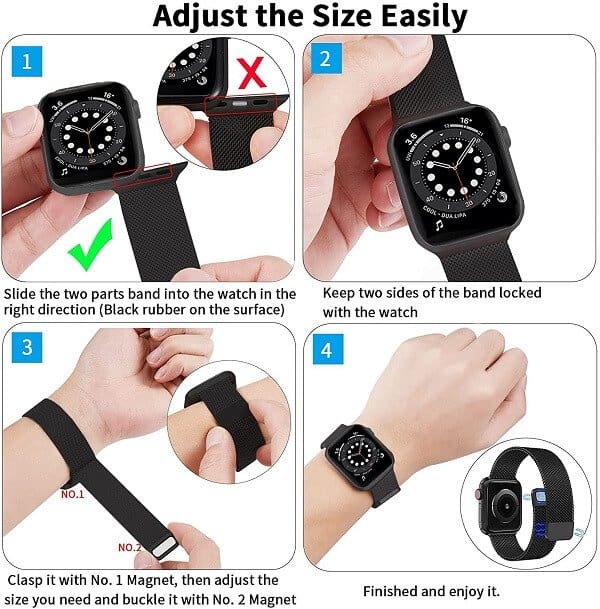 For Apple Watch iWatch Series SE 6 5 4 3 Band Stainless Steel Replacement Strap Wristband 38mm 40mm 42mm 44mm (Black)