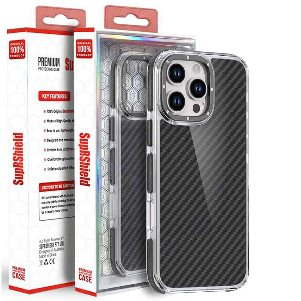 Dual Color Acrylic Hybrid TPU Carbon Grey/Black Fiber Phone Case Cover For Apple iPhone