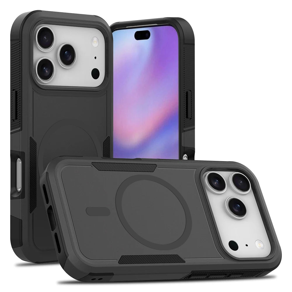For iPhone 17/17Air/17Pro/15/15 Pro/15 Pro Max /15/17 Plus MagSafe Compatible 3in1 Case Hybrid Armor Heavy Duty Shockproof Cover