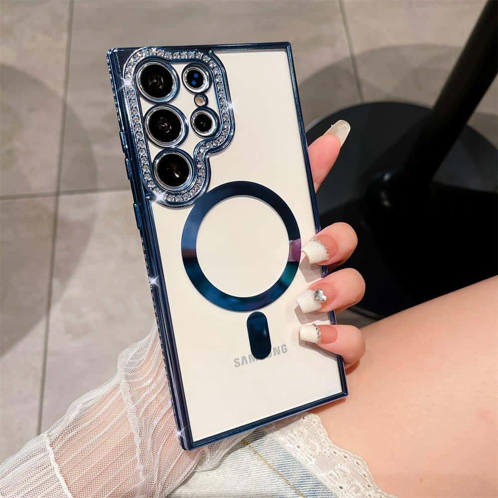 For Samsung Galaxy Case, MagSafe Magnetic Diamond Rhinestone Glitter Crystal Bling Camera Lens Protector Cover