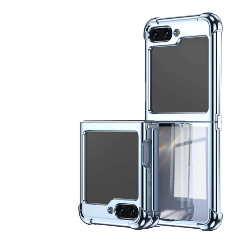 For Samsung Galaxy Z Flip 5 Case Electroplated Transparent Back Folding Shockproof Hard Cover