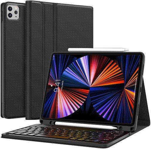 Wireless Bluetooth Keyboard Case, Folio Leather Smart Cover Case for All Apple iPad Models