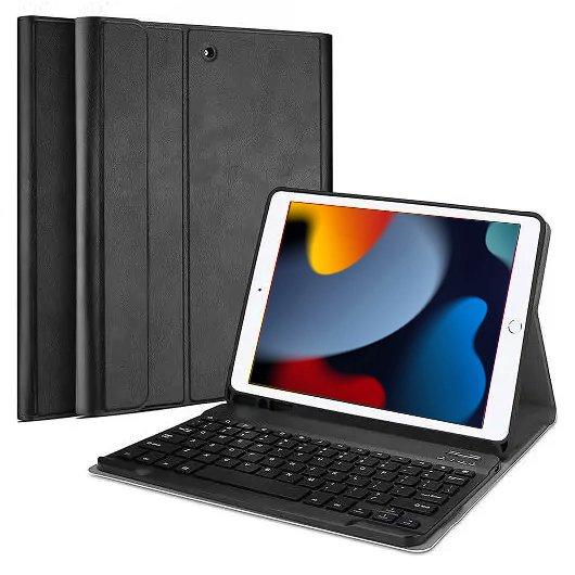 Wireless Bluetooth Keyboard Case, Folio Leather Smart Cover Case for All Apple iPad Models