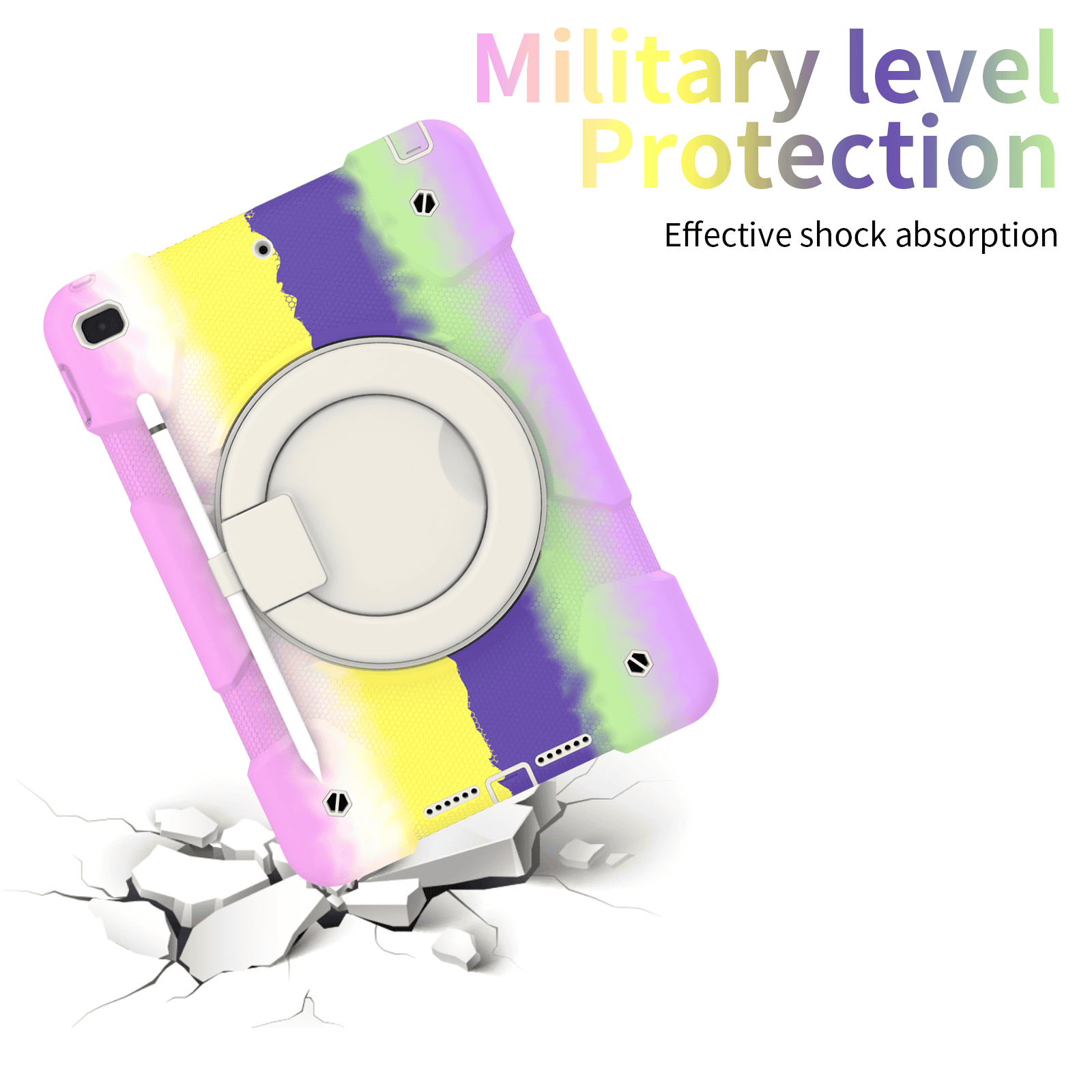 Rotatable Fancy Shockproof Heavy Duty Kickstand Case Cover With Pencil Holder For All Apple iPad Models