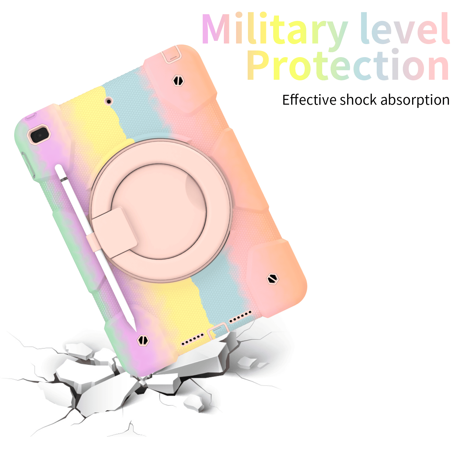 Rotatable Fancy Shockproof Heavy Duty Kickstand Case Cover With Pencil Holder For All Apple iPad Models