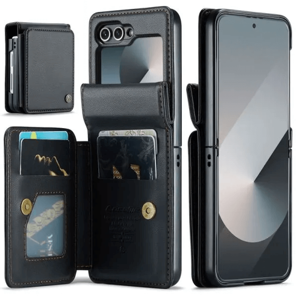 CaseMe For Samsung Galaxy Z Flip 7 Retro PU Leather Wallet Case with RFID Blocking Card Holder and Magnetic Closure Cover