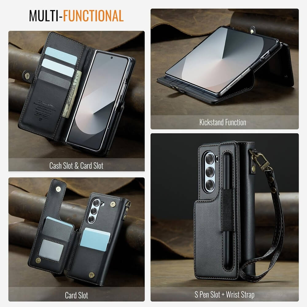 CaseMe Samsung Galaxy Z Fold7/6 Leather Wallet Case with RFID Blocking Card Slots