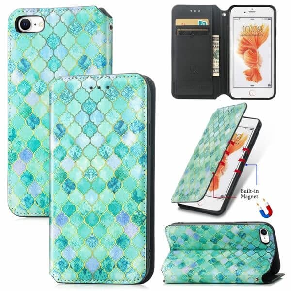 CaseNeo For Apple iPhone 6 Plus / 6S Plus Leather Wallet Flip Case With RFID Blocking Credit Card Holder Slots Cover - Emerald