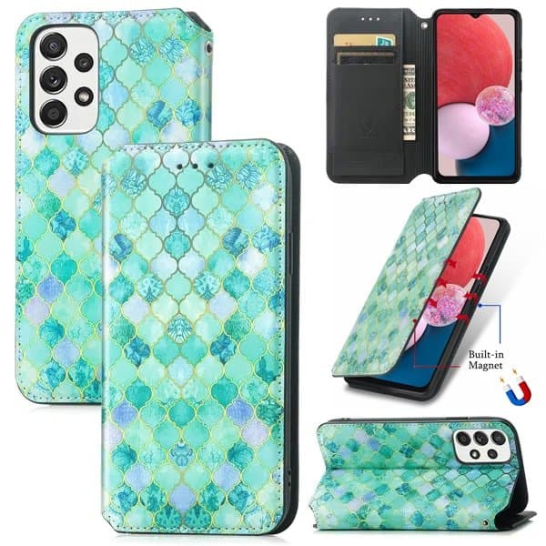 CaseNeo For Samsung Galaxy A13 4G Leather Wallet Flip Case With RFID Blocking Credit Card Holder Slots Cover - Emerald