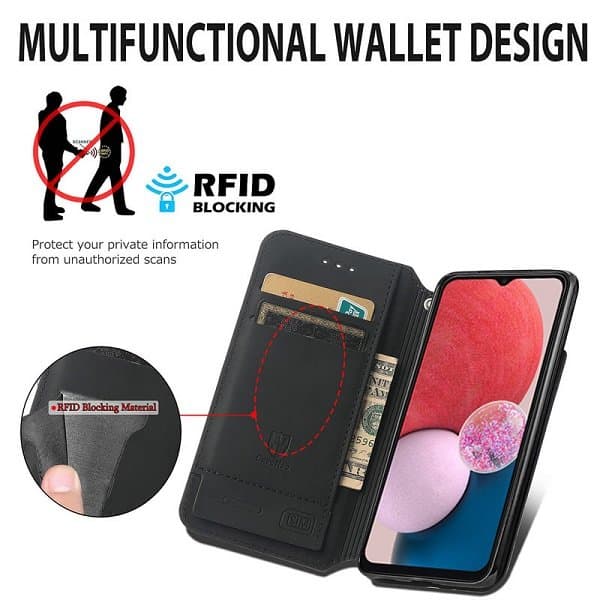 CaseNeo For Samsung Galaxy A13 4G Leather Wallet Flip Case With RFID Blocking Credit Card Holder Slots Cover - Emerald