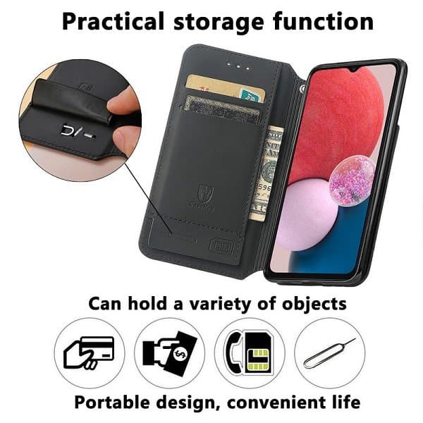 CaseNeo For Samsung Galaxy A13 4G Leather Wallet Flip Case With RFID Blocking Credit Card Holder Slots Cover - Emerald