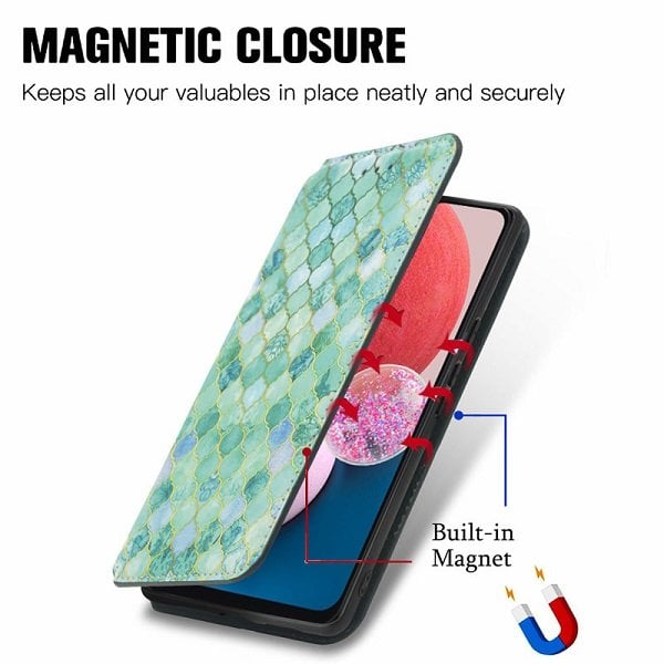 CaseNeo For Samsung Galaxy A13 4G Leather Wallet Flip Case With RFID Blocking Credit Card Holder Slots Cover - Emerald