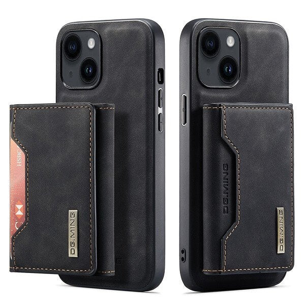 DG.MING For Apple iPhone Premium Trifold Wallet Leather Case With 2-in-1 Magnetic Detachable Card Holder Pocket Cover