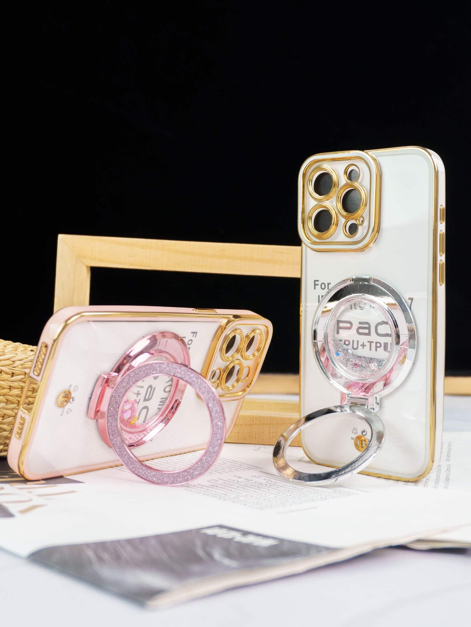 For Apple iPhone Glitter Stand Case Shockproof Case Heavy Duty Protective Back Cover