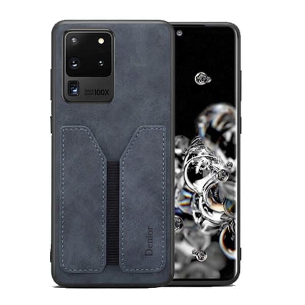 Denior For Samsung Galaxy S20 Ultra Leather Case with Elastic Wallet Card Holder Slot Pocket Cover - Grey