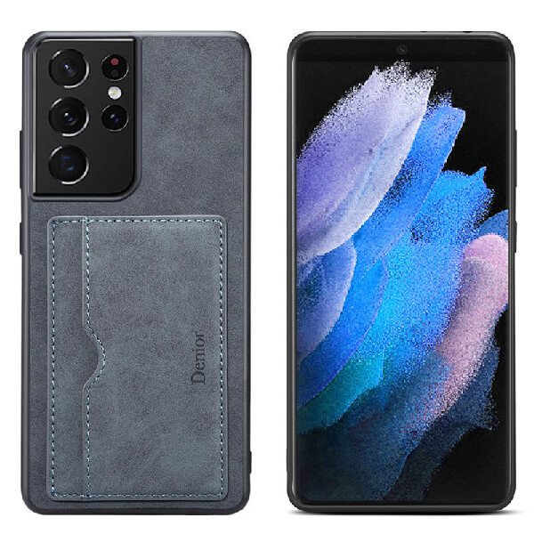 Denior For Samsung Galaxy S23 Ultra Leather Case with Elastic Wallet Card Holder Slot Pocket Cover – Grey