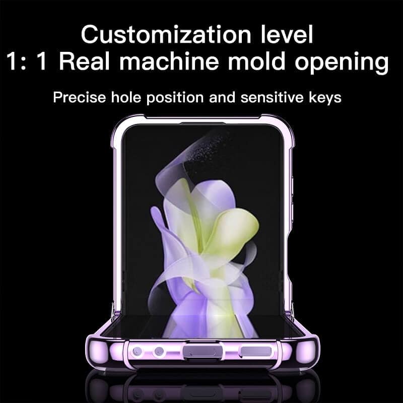 For Samsung Galaxy Z Flip 5 Case Electroplated Transparent Back Folding Shockproof Hard Gel Cover